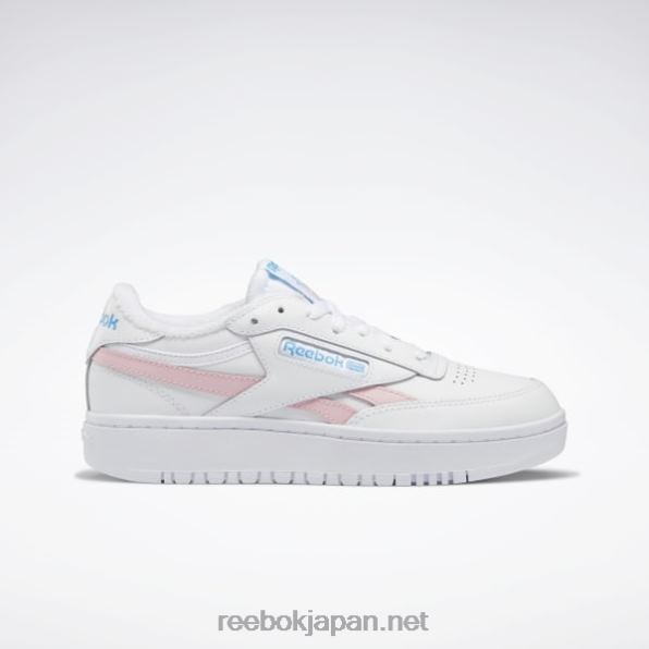 クラブ C ダブル リベンジ レディース シューズ Reebok ホワイト/ピンクグロー/ラディアントアクア 0P408267