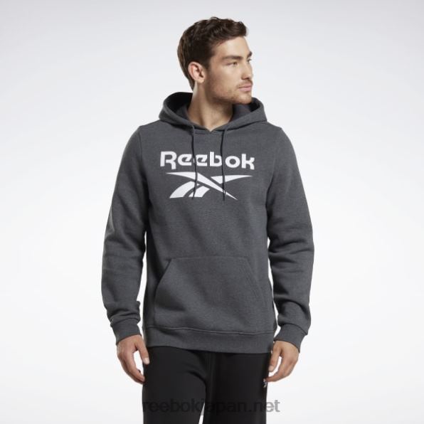 男性 アイデンティティ フリース スタック ロゴ プルオーバー パーカー Reebok ダークグレーヘザー 0P4081205