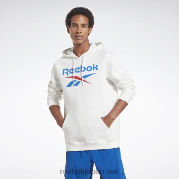 男性 アイデンティティ フリース スタック ロゴ プルオーバー パーカー Reebok 白 0P4081243