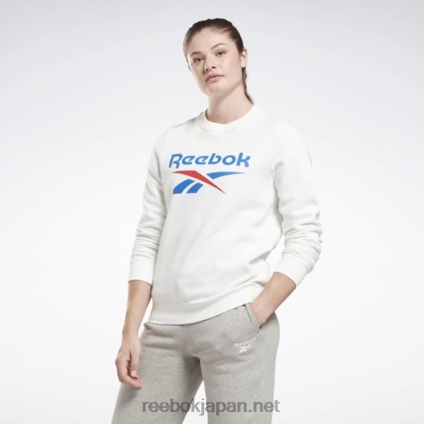 女性 アイデンティティビッグロゴフリースクルースウェットシャツ Reebok 白 0P408597