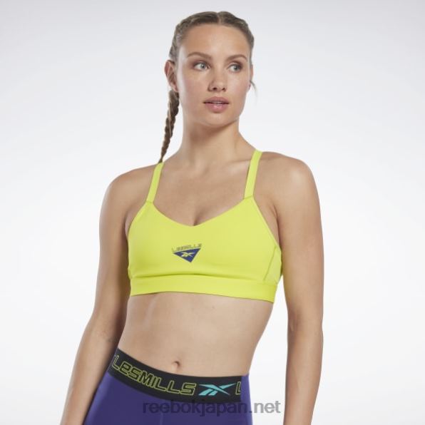 女性 レスミルズラックスストラップスポーツブラ Reebok アシッドイエロー 0P408631