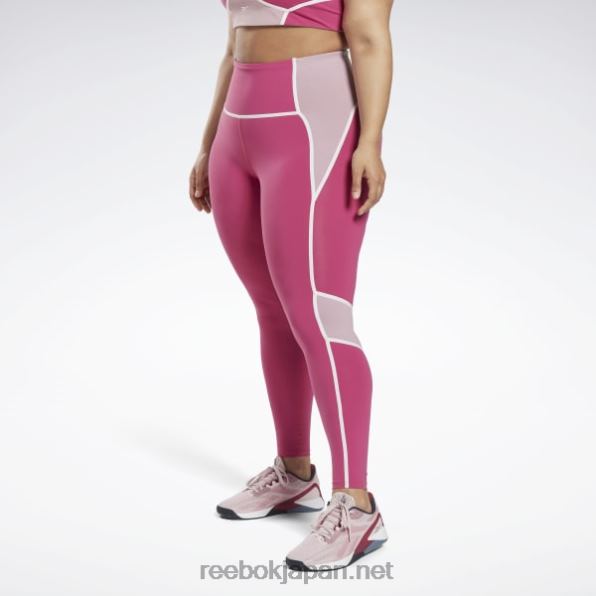 女性 ラックス ハイウエスト カラーブロック タイツ (プラスサイズ) Reebok セミプライドピンク 0P408651