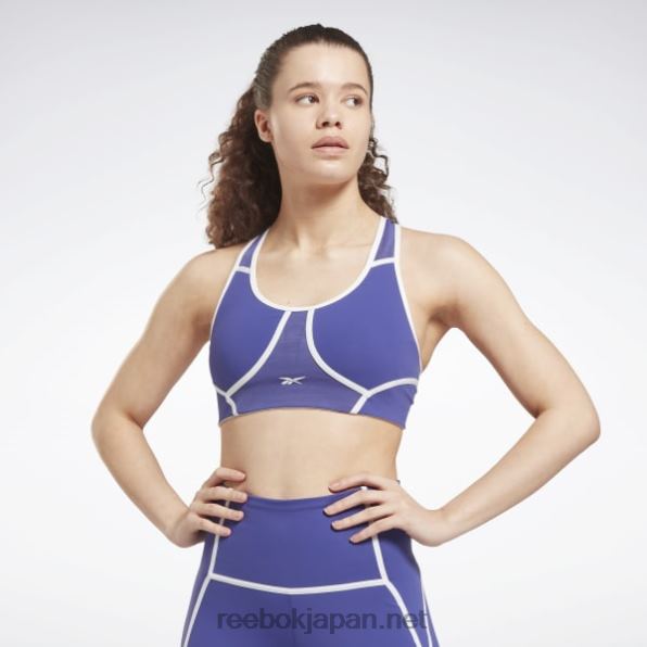 女性 ラックス レーサー パッド入りカラーブロック ブラ Reebok 大胆な紫 0P408789