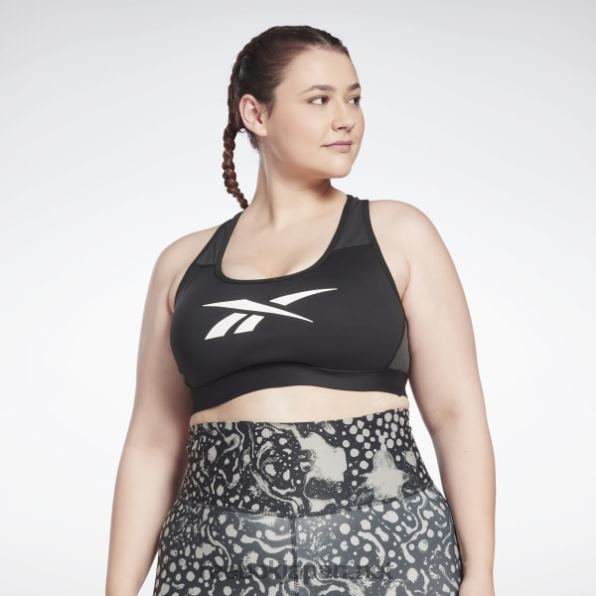 女性 ラックス ベクター レーサー スポーツ ブラ (プラス サイズ) Reebok 黒 0P408840