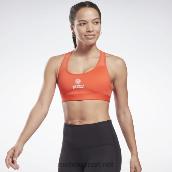 女性 レスミルズ ラックス レーサー ミディアムサポート スポーツブラ Reebok ダイナミックレッド 0P408870