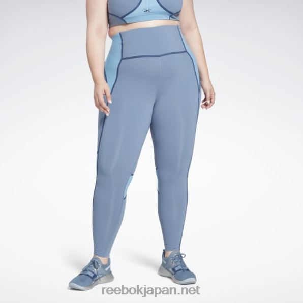 女性 ラックス ハイウエスト カラーブロック タイツ (プラスサイズ) Reebok ブルースレート 0P408872