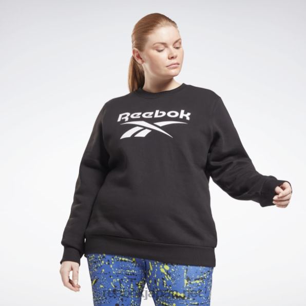 女性 アイデンティティ ロゴ フリース クルー スウェットシャツ (プラスサイズ) Reebok 黒 0P408998