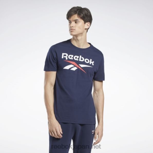 男性 アイデンティティビッグロゴTシャツ Reebok ベクトル海軍 0P4081167