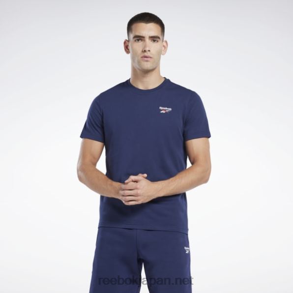 男性 アイデンティティ クラシック T シャツ Reebok ベクトル海軍 0P4081218