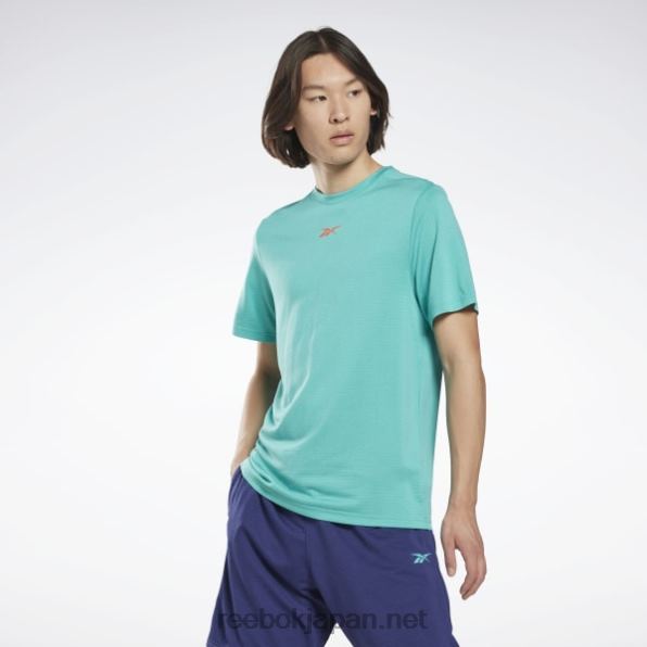 男性 トレーニング準備完了メランジ T シャツ Reebok セミクラシックティール 0P4081267