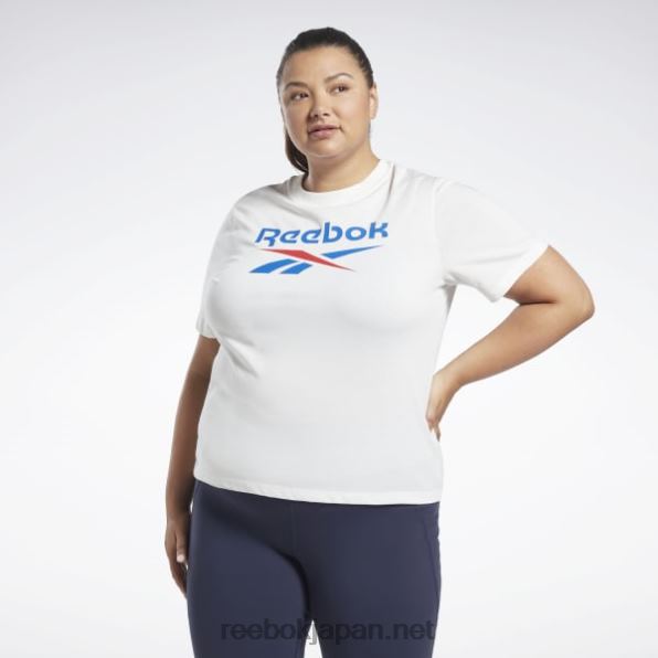 女性 アイデンティティ T シャツ (プラスサイズ) Reebok ホワイト/ベクターブルー 0P408641