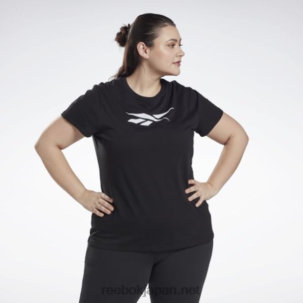 女性 グラフィック ベクター T シャツ (プラス サイズ) Reebok 黒 0P408837